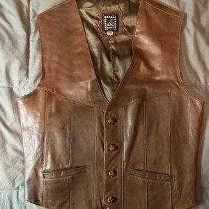 Vintage Bazaar Men's Size 44 Brown Leather Vest